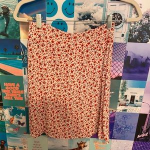 Brandy Melville White Skirt with Red Floral